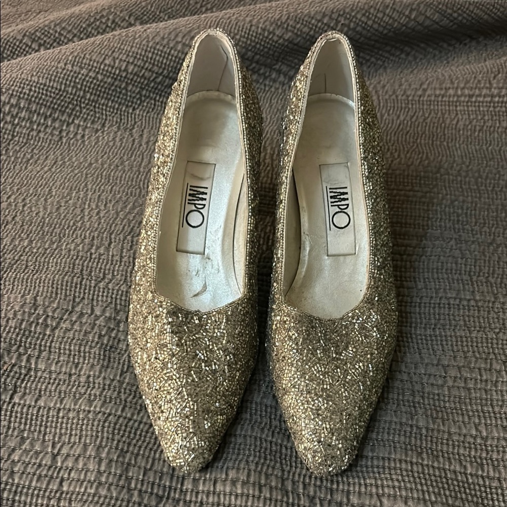 Impo Silver Beaded Heels Size 7.5